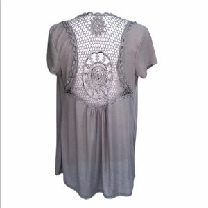 Ever Blue, Crochet Back, Flyaway Cardigan M